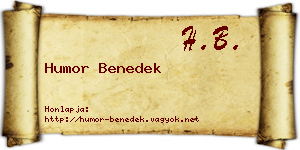 Humor Benedek névjegykártya